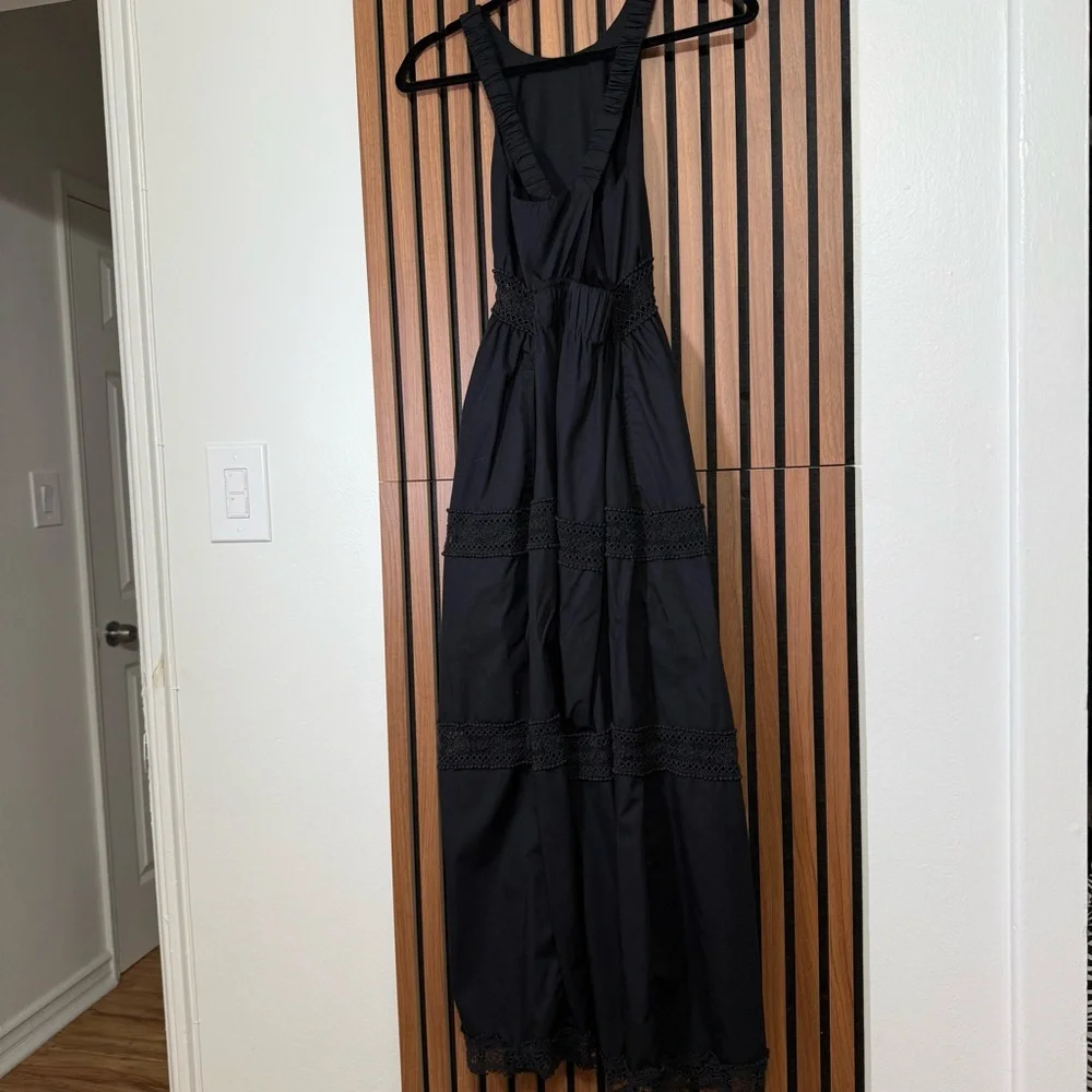 Abercrombie & Fitch Black Maxi Dress with Lace Insets XSP